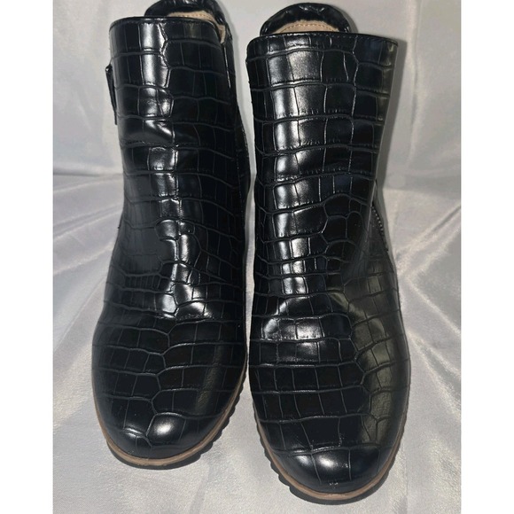 Naturalizer SOUL Women's Haley Croc Black Wedge Boots Sz 7.5W - Picture 3 of 7